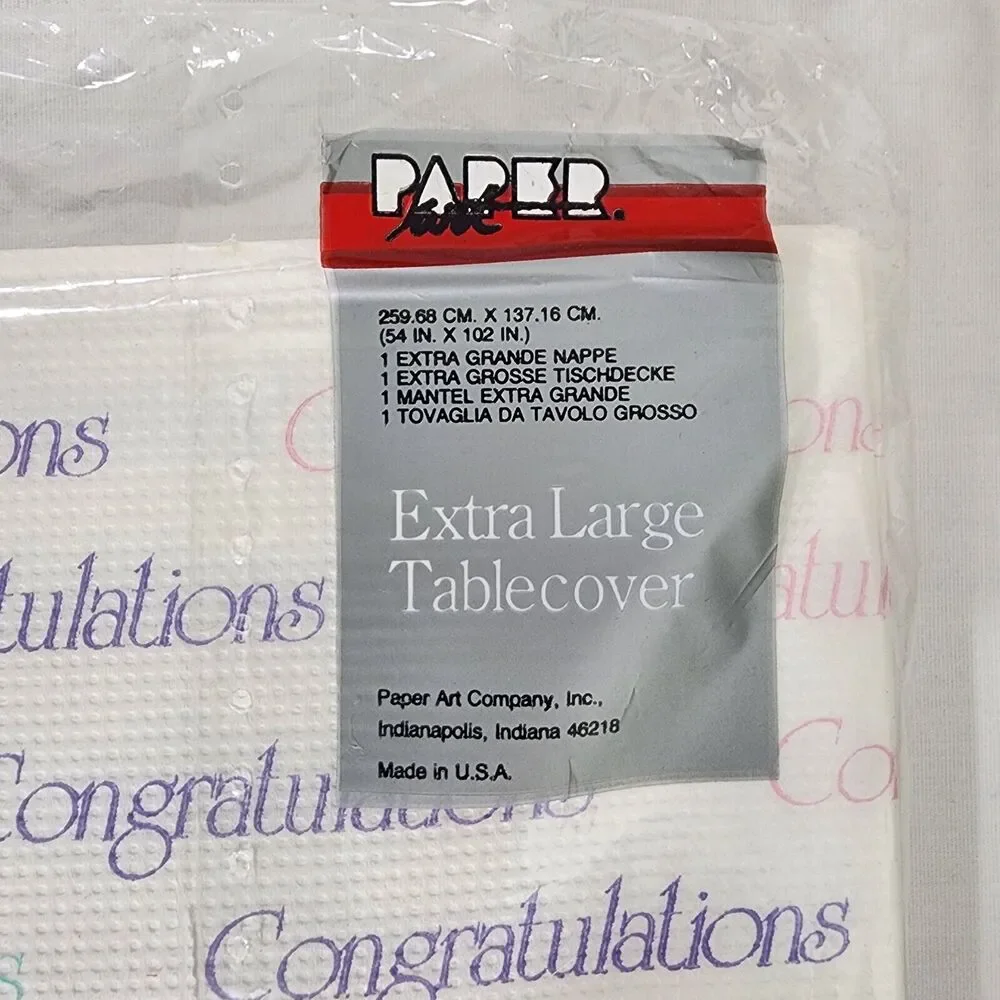 Vintage Paper Art Extra Large Table Cover Congratulations 54x102